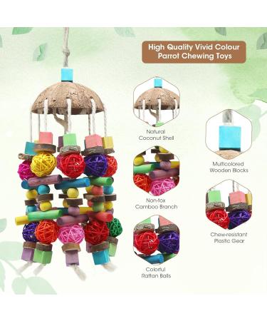 MQUPIN Big Bird Parrot Toy - Multi-Color Natural Wooden Blocks for Caciques Gray Parrots Macaws & Amazons - Climbing Chewing & Cleaning Fun - Buy Online on SooperMarket.com