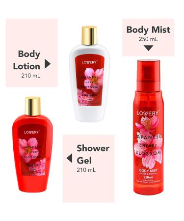 Japanese Cherry Blossom Bath and Body Gift Set - Spa Essentials for Men & Women | Natural Extracts Vitamin E & Shea Butter | Travel Self Care Kit - Buy Online on SooperMarket.com