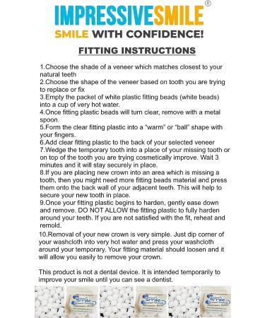 Ultra Thin Tooth Whitening Veneers for Missing or Broken Teeth | Realistic Cosmetically Enhanced Smile | Shade A-2 - Buy Online on SooperMarket.com