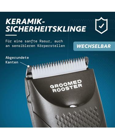 Shop Groomed Rooster Bodygroomer: Intimate & Body Razor with LED Light Shower-Proof 90 Min Duration Charging Station - Ideal for Men - Buy Online on SooperMarket.com