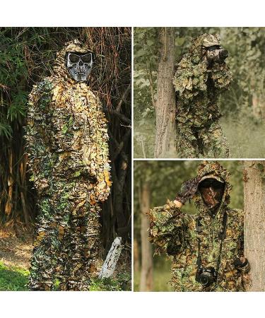 ANYDKE Ghillie Suit Camouflage Hunting Suits - Lightweight Breathable 3D Leaf Camo Clothing for Jungle Shooting, Airsoft, Photography - Fits 5.9-6.2ft Tall - Ideal for Outdoor Activities and Halloween - Buy Online on SooperMarket.com