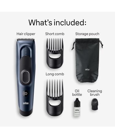 Braun Hair Clippers Series 5 5350 Hair Clippers for Men Hair Clip from Home with 17 Length Settings Incl. Memory SafetyLock Recall Setting Ultra-Sharp Blades 2 Combs Pouch Washable - Buy Online on SooperMarket.com