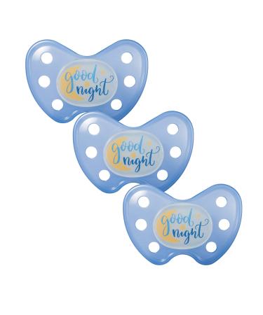 Dentistar Silikon Night Schnuller in the 3 -Set - Size 3 Baby Schnuller from 14 months - Nuckel lights in the dark - Luminous snuller with dental level - Made in Germany - Good Night Blue