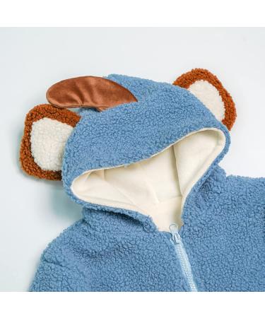 Volunboy Baby Boys Fleece Hooded Jacket - Toddler Full Zip Cartoon Coat, 3-4 Years Blue - Buy Online on SooperMarket.com