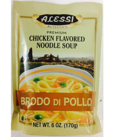 Alessi Brodo Di Pollo - Sicilian Premium Chicken Noodle Soup, 6-Ounce Packages (Pack of 2)