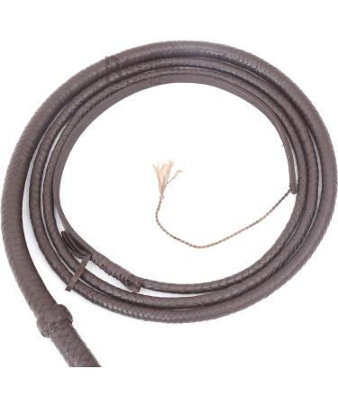 8-Foot Indiana Jones Style Dark Brown Leather Bullwhip - Genuine Cowhide Equestrian Whip - Buy Online on SooperMarket.com