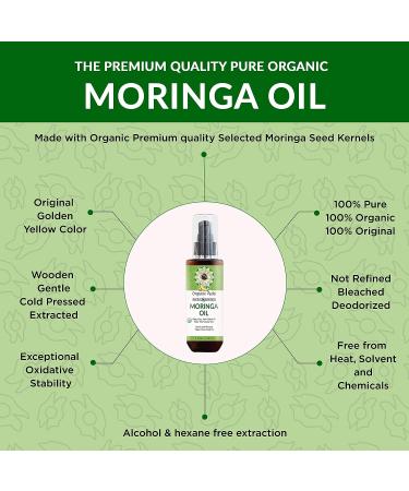 Organic Veda Moringa Oil 3.4 fl. oz - USDA Organic Cold-Pressed Edible Grade Virgin Oil for Face, Skin, Hair, Nails, Foot & Body - Buy Online on SooperMarket.com