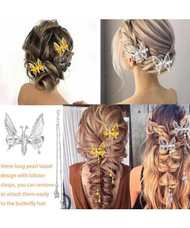 Flymind 6Pcs Moving Butterfly Tassel Hair Clips Elegant Antique Side Clip for Women & Girls (Silver) - Buy Online on SooperMarket.com