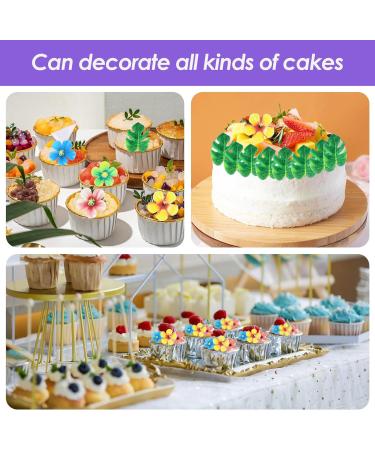 83pcs Edible Cake Decorations Include 48PcsEdible Tropical Turtle Leaves 35Pcs Edible Flowers Cupcake Toppers Wafer Paper Palm Leaf Flower for Hawaii Aloha Jungle Theme Wedding Birthday Baby Shower - Buy Online on SooperMarket.com