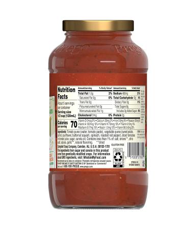 Prego Hidden Super Veggies Traditional Italian Tomato Sauce 24oz Jar - Pack of 6 | Deliciously Healthy Pasta Sauce - Buy Online on SooperMarket.com