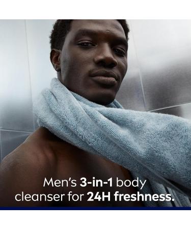 NIVEA MEN Cool Kick Body Wash | 3-in-1 Men Shower Gel (Body Face & Hair) 3x500mL Cool Kick 1 count (Pack of 3) - Buy Online on SooperMarket.com