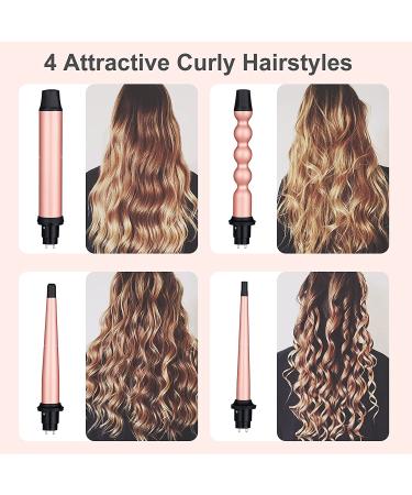EMOCCI PRO 5 in 1 Curling Wand Set - Ceramic Tourmaline Barrels - Rose Gold - Buy Online on SooperMarket.com