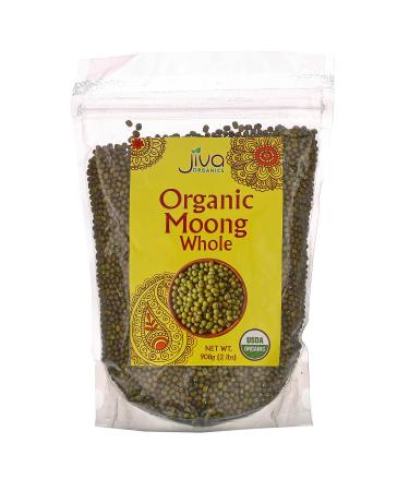 Jiva Organics Organic Mung Beans Whole 2 LB Bag - Green Moong Bean - Perfect for Cooking & Sprouting 2 Pound (Pack of 1)