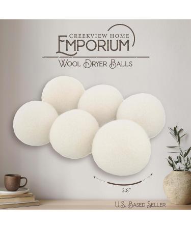 Wool Dryer Balls - 2.8in Natural & Fragrance-Free - Reusable 6pk for Sensitive Skin | Eco-Friendly Laundry Solution - Buy Online on SooperMarket.com