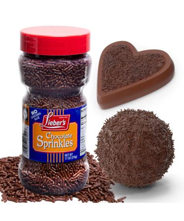 Lieber's Chocolate Sprinkles | Tasty Chocolate Jimmies Are A Great Dessert Topping For Cooking, Baking & Decorating Ice Cream | 11 Ounces