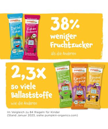Buy Pumpkin Organics Bio Haferriegel Cocoa Strawberry (18x20g) - Sugar-Free Gluten-Free Oat & Fruit Bars for Babies & Kids - Allergen-Free Snacks - Buy Online on SooperMarket.com