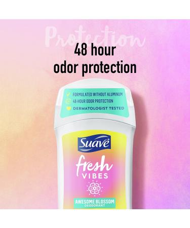 Suave Fresh Vibes Deodorant Stick Aluminum Free 48 Hour Deodorant Protection Awesome Blossom Dermatologist Tested Body Deodorant 1.2 oz - Buy Online on SooperMarket.com