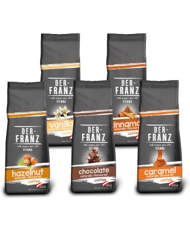 The-French coffee pack whole bean flavored 5 x 500 g (1 x hazelnut 1 x vanilla 1 x chocolate 1 x cinnamon 1 x caramel) coffee pack 500 g (5 pack)
