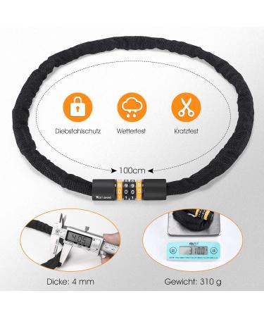 Buy Hongyea 4-Digit Combination Bicycle Lock | 100cm Steel Chain for Maximum Security - Ideal for Motorcycles & Kids' Bikes - Buy Online on SooperMarket.com