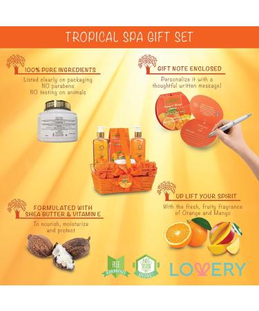 Home Spa Gift Basket - 7pc Orange & Mango Bath & Body Set for Men & Women | Shower Gel Bubble Bath Lotion & More - Buy Online on SooperMarket.com