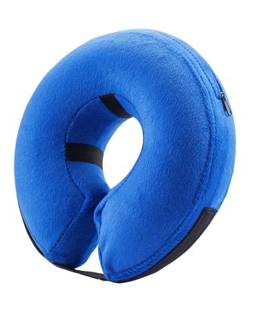 BENCMATE Protective Inflatable Collar for Dogs and Cats - Soft Pet Dog Cone Recovery Collar Does Not Block Vision E-Collar(Medium Blue) Neck:8"-12" Medium Blue
