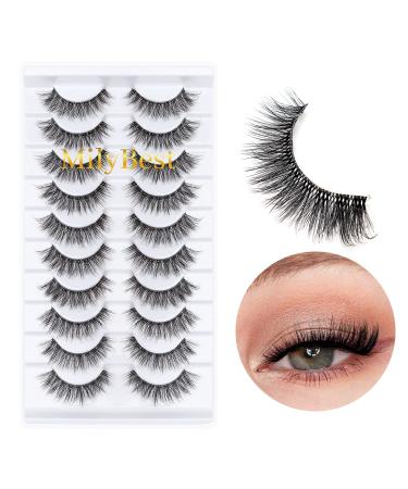 MilyBest 10 Pairs Asian Spiky Anime Mink Cat Eye False Eyelashes | Fluffy Wispy Clear Band for Natural Look & Extensions Pack A-Chic - 18MM - Buy Online on SooperMarket.com