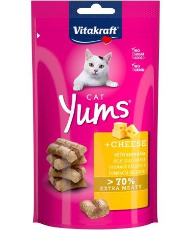 Vita power cat yums cat snack with cheese extra meaty with visible filling in the recoverable bag without adding sugar and grain (1x 40g)