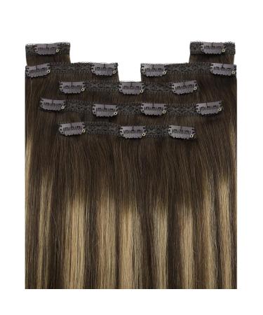 Youngsee 50cm Clip-in Ombre Extensions - Real Remy Hair Dark Brown Balayage Caramel Blonde (120g 7PCs) - Buy Online on SooperMarket.com