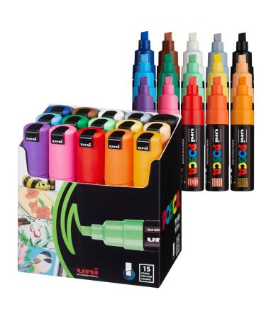 15 Posca Paint Markers  8K Broad Posca Markers with Broad Chisel Tips  Posca Marker Set of Acrylic Paint Pens | Posca Pens for Art Supplies  Fabric Paint  Fabric Markers  Paint Pen  Art Markers Bold