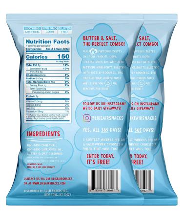 Air Baked Butter & Salt Puffcorn - 2 Large Bags, 50 Calories Per Cup, Gluten Free, No Artificial Ingredients - Buy Online on SooperMarket.com