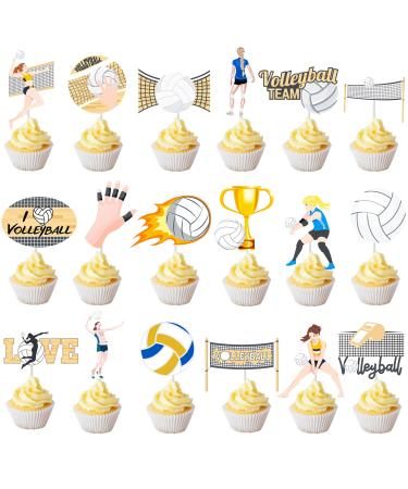36pcs Volleyball Party Cupcake Toppers Volleyball Birthday Cake Decorations