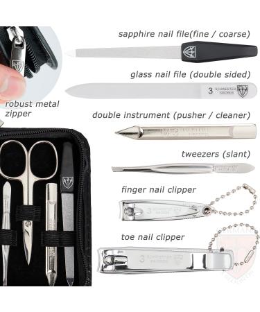 3 Swords Germany - brand quality 8 piece manicure pedicure grooming kit set for professional finger & toe nail care scissors clipper fashion leather case in gift box Made by 3 Swords (522016) BLACK - OSTRICH IMITATION - Buy Online on SooperMarket.com