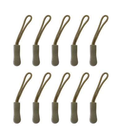 POFET 10pcs Zip Tags Cord Pulls Zipper Extension Zip Slider Green 4#