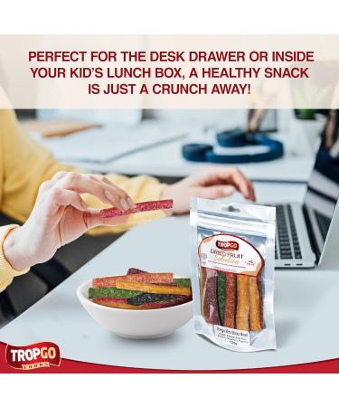 Tropgo Dried Fruit Bites - Mango Dried Fruit Mix Mini Sticks - Mixed Dried Fruit in Pouch - Healthy Snacks for Adults and Kids - Peach Passion Kiwi Blueberry Strawberry Raspberry - Buy Online on SooperMarket.com