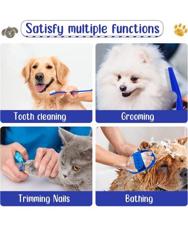12-Piece Rabbit Grooming Kit: Nail Clipper, Trimmer, Hair Remover, Comb, Massage Brush, Toothbrush - Blue - Buy Online on SooperMarket.com