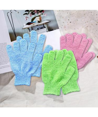 3 Pairs Exfoliating Gloves - Natural Loofah Bathing Mitts for Deep Body and Face Scrubbing - Dead Skin Remover for Adults and Kids - Buy Online on SooperMarket.com