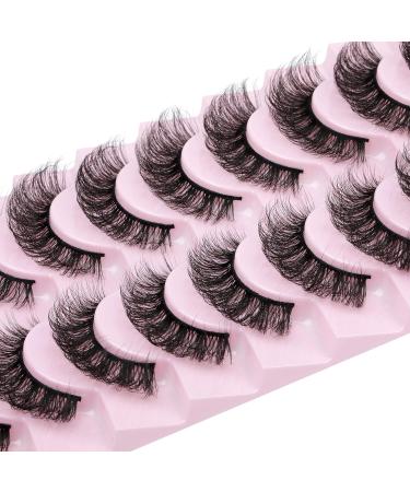 Wiwoseo Cat Eyes D Curly Faux Mink Lashes - 10 Pairs Natural Wispy 17MM Volume - Buy Online on SooperMarket.com