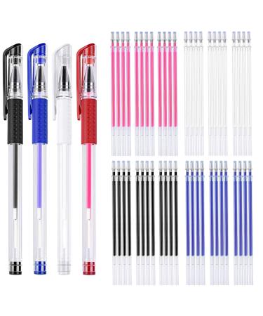 8 Pieces Heat Erasable Pens for Fabric with 52 Refills Fabric Marking Pens Fabric Markers for Quilting Sewing DIY Dressmaking Fabrics Tailors Chalk (60)