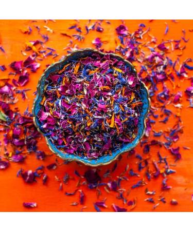 Moroccan Flame' - 50g- Dried Edible Flower Petals - Orange Marigold Red Rose and Blue Cornflower - Food Grade - Culinary - Cake - Bake - Decoration (350) Rose 50g