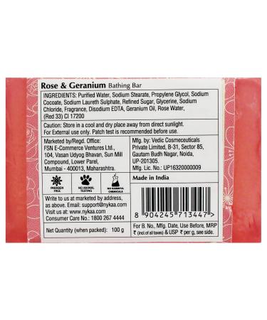 Nykaa Naturals Energizing Bathing Soap - Relaxing Rose & Geranium Bar Soap for Tightening Skin & pH Balance - 3.5 oz - International Shipping Available - Buy Online on SooperMarket.com