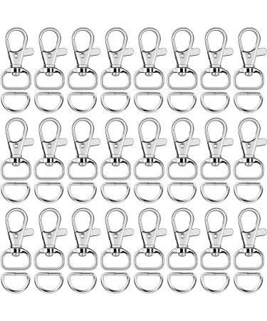 SANNIX 120 Pcs Keychain Clip Hooks with D Ring Include 60Pcs Swivel Snap Hooks Lanyard Clip and 60Pcs D Ring for Purse Hardware Sewing Projects (1/2 Inside Width) Silver