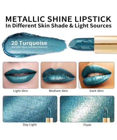 Oulac Turquoise Metallic Green Lipstick - Long-Lasting Vegan Gloss Finish 3D Color & Moist Formula - 4.3g - Buy Online on SooperMarket.com