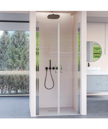 Shower door with two salon doors made of transparent glass H195 6 mm DOBLA - 100