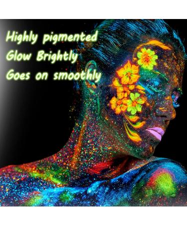 CCbeauty UV Glow Face Body Paint Palette | 8 Neon Colors | Water Activated | Safe & Washable | Halloween Makeup Kit + 10 Brushes - Buy Online on SooperMarket.com
