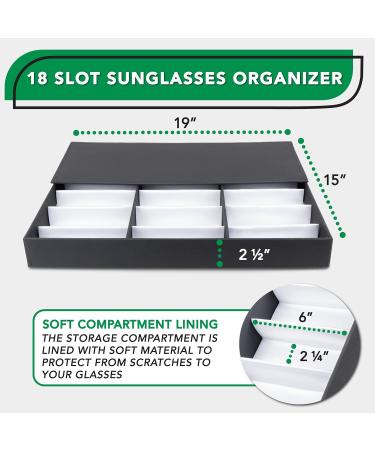 ProSource 18 Slot Sunglasses Organizer Box | Fabric Lined Display Case with Snap Close for Safe Storage - Buy Online on SooperMarket.com