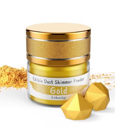 Jelife Edible Gold Luster Dust - 5 Grams Food Grade Cake Dust Shimmer Powdered, Flavorless Edible Metallic Powder Food Coloring for Cake Decorating, Chocolates, Fondant, Drinks, Painting & More, Vegan