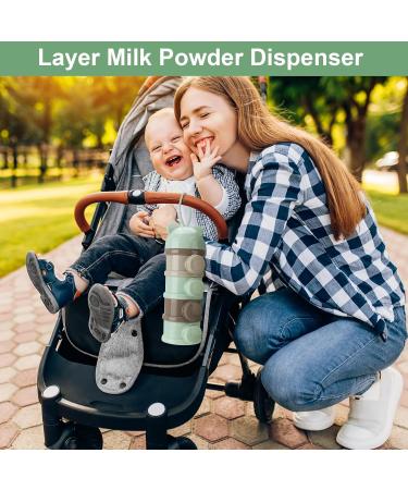 Heyu-Lotus Portable Baby Milk Powder Dispenser - 4 Layers Twist-Lock Formula Storage Container - 270ml per Layer - Silicone Handle - Green - Buy Online on SooperMarket.com