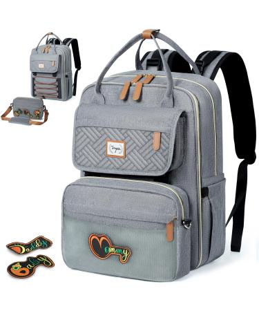 Tonyeee personalized diaper backpack backpack-removable cross body bottle diaper bag travel essentials baby bag with diaper support stylish diaper bag for mom/dad gray gray-personized