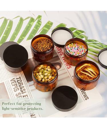 Qeirudu 4 oz Amber Plastic Jars 12 Pack - Refillable Round Brown Cosmetic Containers with Lids and Labels for Beauty Products - Buy Online on SooperMarket.com