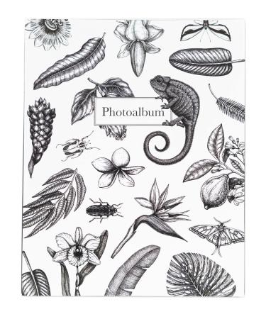 Grupo Erik Official Tropical BW Photo Album - 8x5 Photo Album / 13x20 cm - Family Photo Album 96 Pockets - Friend Gifts - Black and White - Photo Albums 8x5 96 photos - Photo Album Slip In